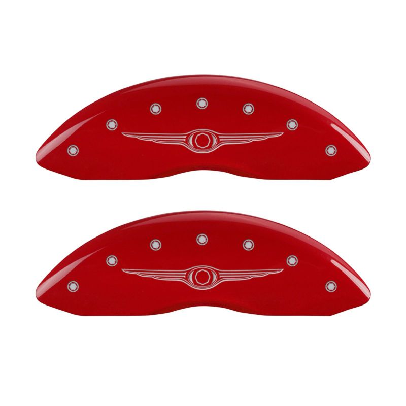 MGP 4 Caliper Covers Engraved Front & Rear Style 1/Chrysler Wing Red finish silver ch - 32009SCW1RD
