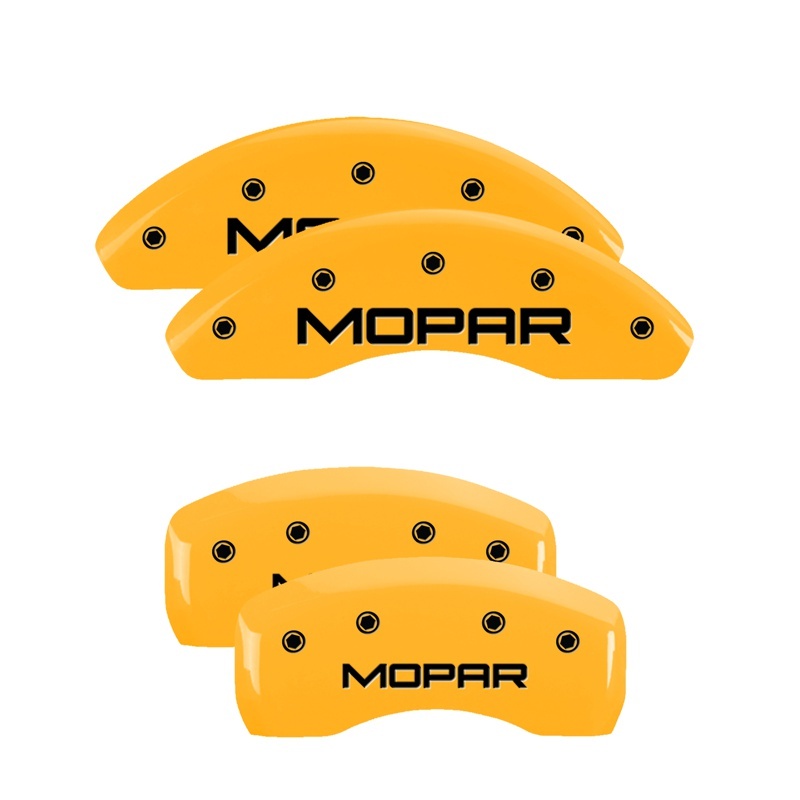 MGP 4 Caliper Covers Engraved Front & Rear MOPAR Yellow finish black ch - 32018SMOPYL