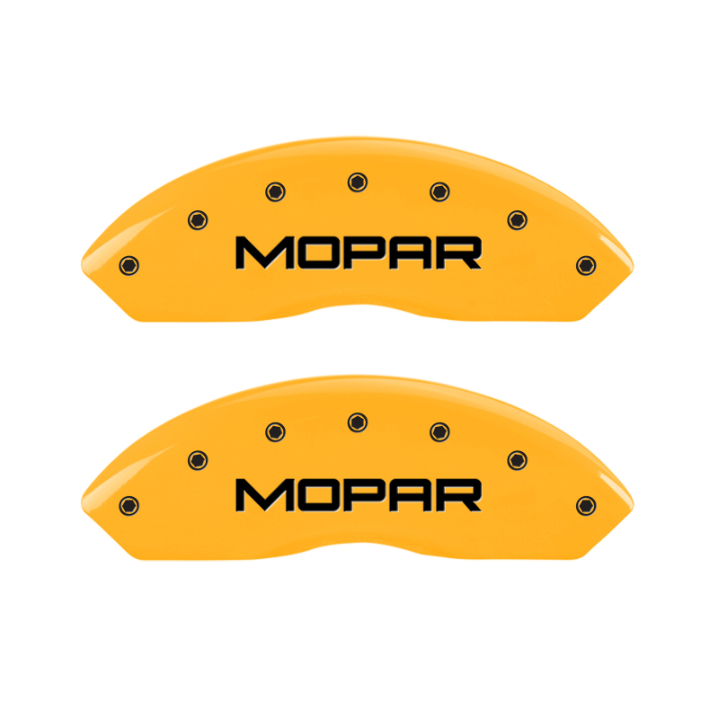 MGP 4 Caliper Covers Engraved Front & Rear MOPAR Yellow finish black ch - 32021SMOPYL