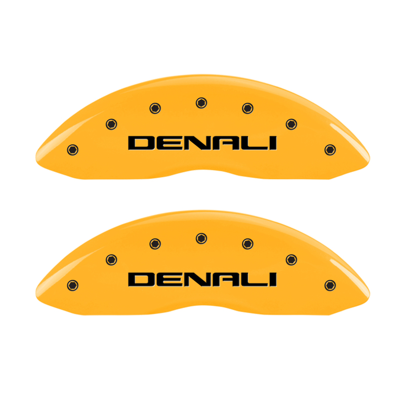 MGP 4 Caliper Covers Engraved Front & Rear Denali Yellow Finish Black Char 2009 GMC Envoy - 34004SDNLYL