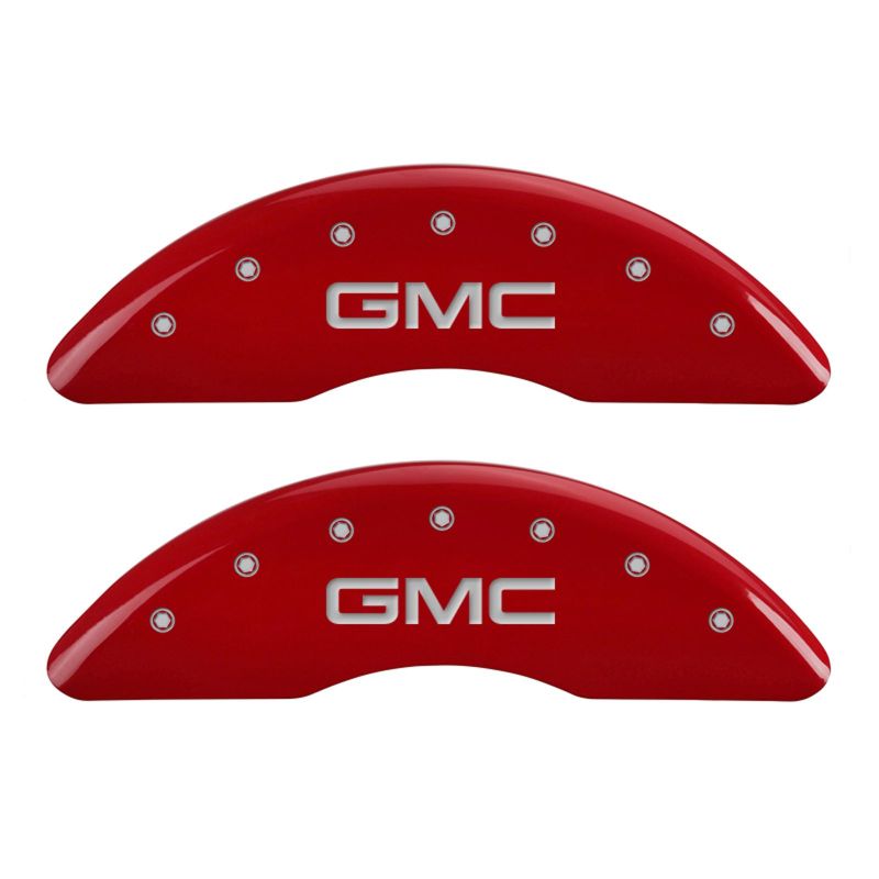 MGP 4 Caliper Covers Engraved Front & Rear GMC Red finish silver ch - 34003SGMCRD