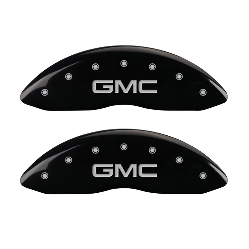 MGP 4 Caliper Covers Engraved Front & Rear GMC Black finish silver ch - 34006SGMCBK
