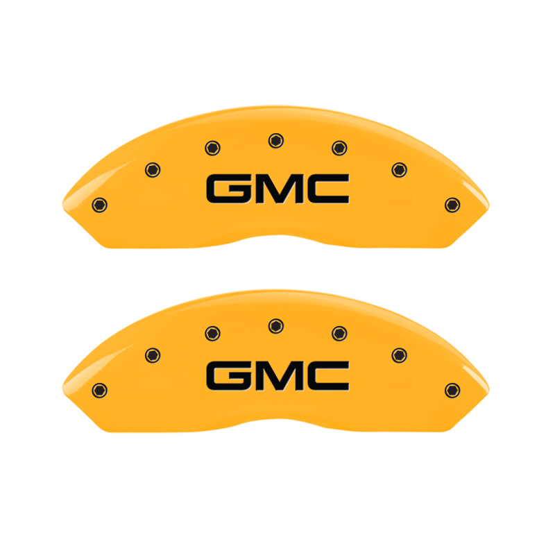 MGP 2 Caliper Covers Engraved Front GMC Yellow Finish Black Characters 1997 GMC Yukon - 34012FGMCYL