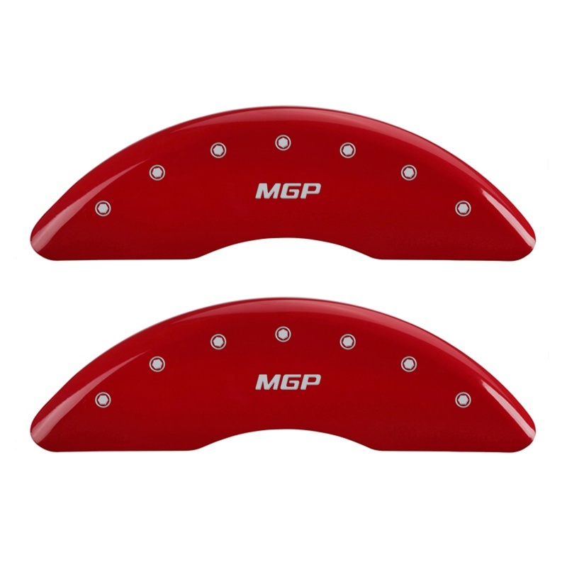 MGP 2 Caliper Covers Engraved Front MGP Red Finish Silver Characters 2007 GMC Canyon - 34213FMGPRD