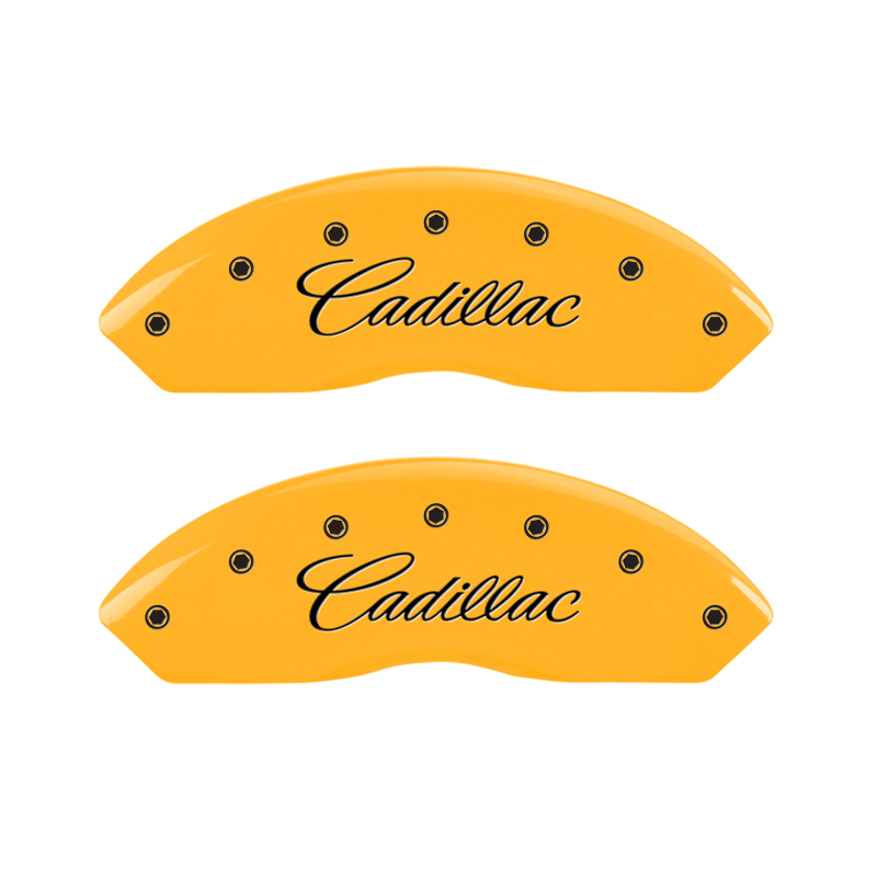 MGP 4 Caliper Covers Engraved F & R Cursive/Cadillac Yellow Finish Black Char 2006 Cadillac SRX - 35002SCADYL