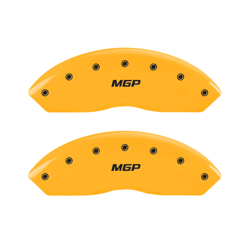 MGP 4 Caliper Covers Engraved Front & Rear MGP Yellow Finish Black Char 2007 Cadillac STS - 35002SMGPYL