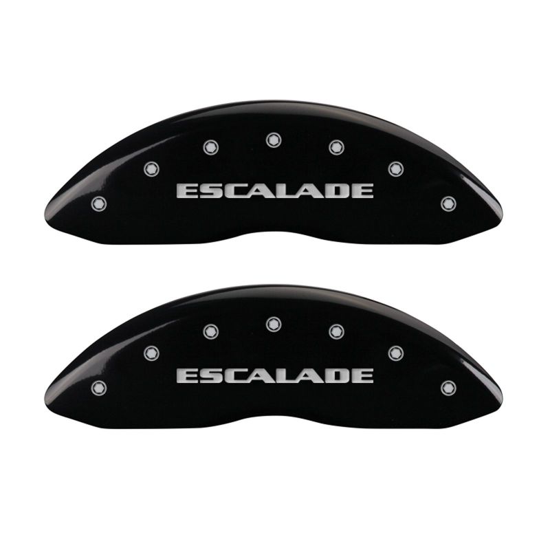 MGP 4 Caliper Covers Engraved Front & Rear Escalade Black finish silver ch - 35014SESCBK