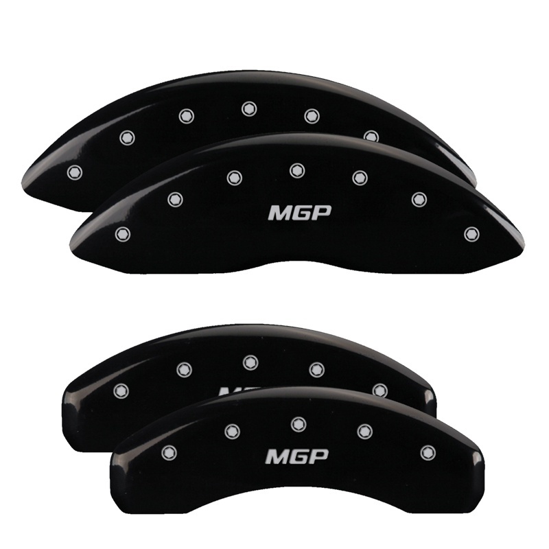 MGP 4 Caliper Covers Engraved Front & Rear MGP Black Finish Silver Char 2015 Cadillac CTS - 35028SMGPBK