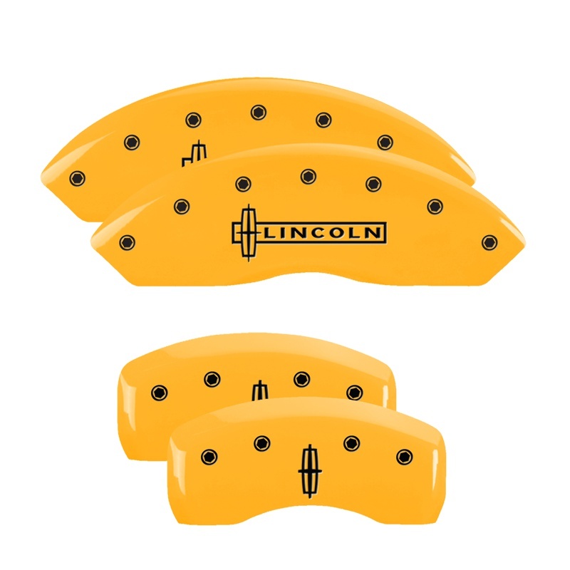 MGP 4 Caliper Covers Engraved Front & Rear MGP Yellow finish black ch - 36007SMGPYL