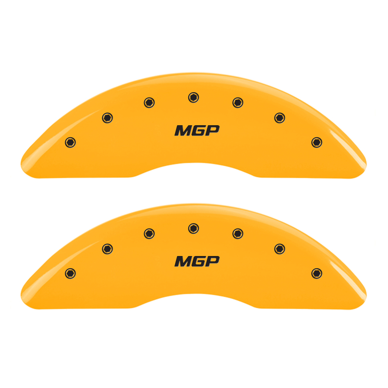 MGP 4 Caliper Covers Engraved Front & Rear MGP Yellow Finish Black Char 2009 Lincoln Navigator - 36010SMGPYL