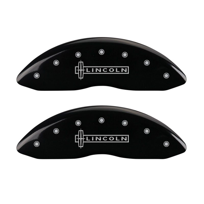 MGP 4 Caliper Covers Engraved Front Lincoln Engraved Rear MKS Black finish silver ch - 36014SLCSBK
