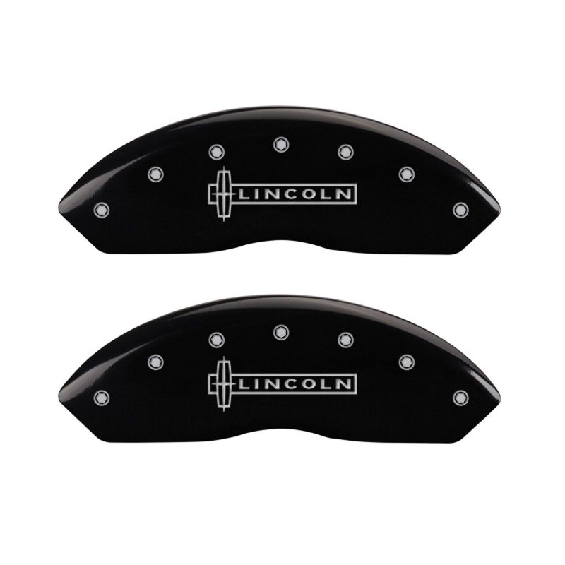 MGP 4 Caliper Covers Engraved Front Lincoln Engraved Rear Star logo Black finish silver ch - 36017SLC1BK