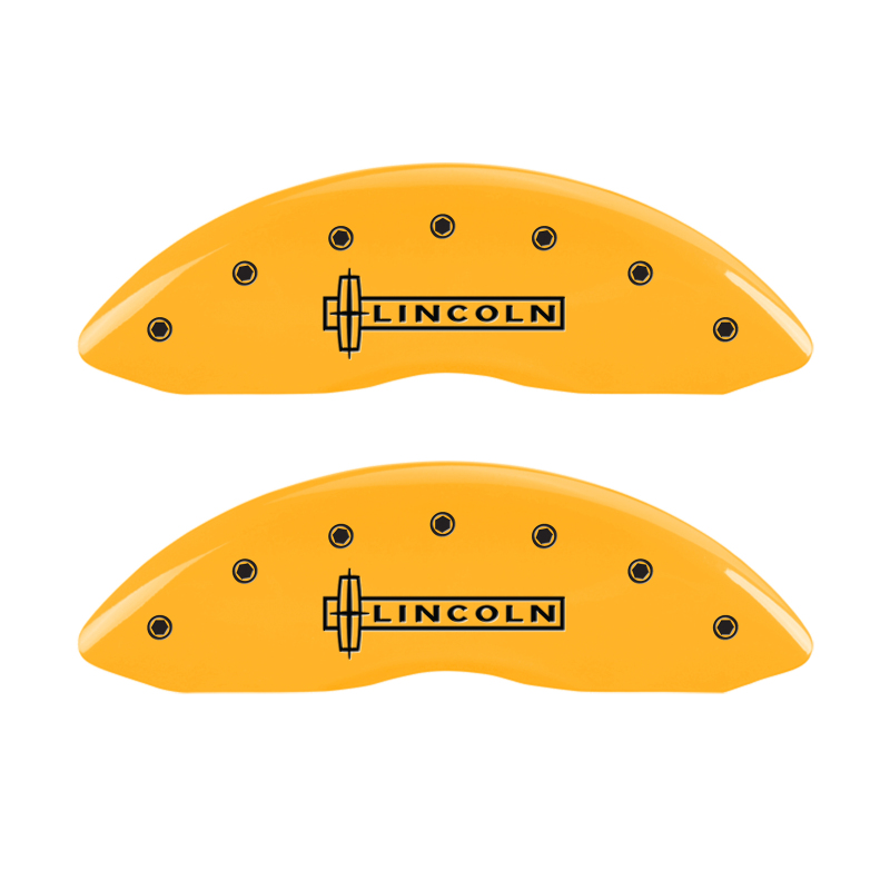 MGP 4 Caliper Covers Engraved Front Lincoln Engraved Rear Star logo Yellow finish black ch - 36021SLC1YL