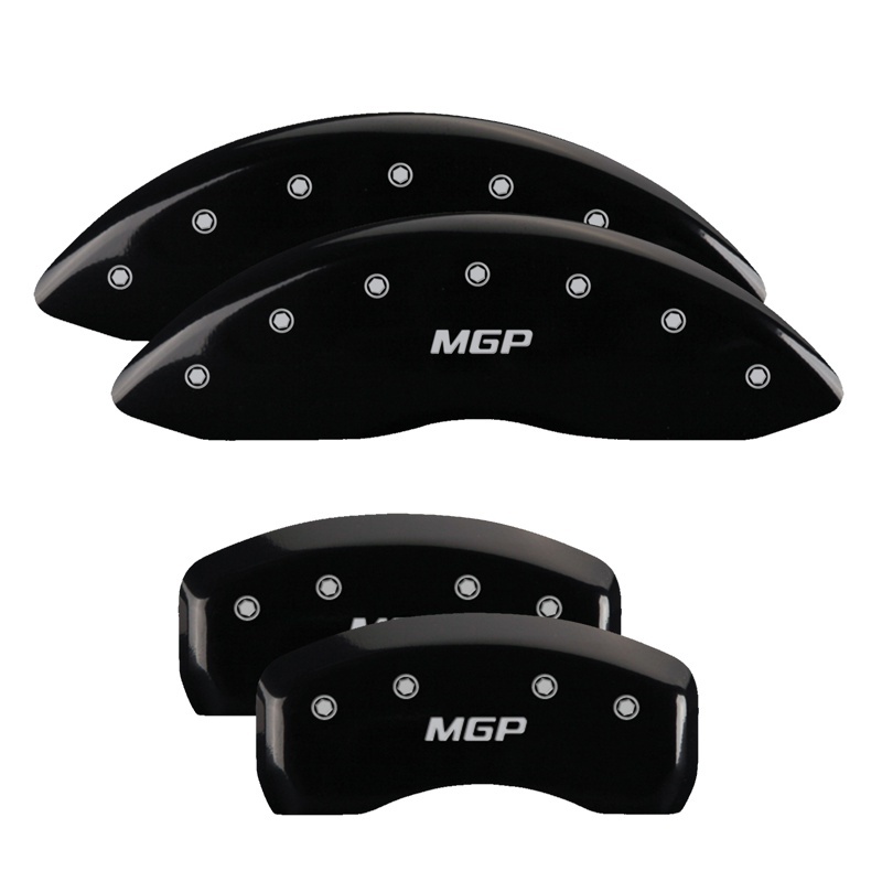 MGP 4 Caliper Covers Engraved Front & Rear MGP Black Finish Silver Char 2017 Lincoln MKZ - 36022SMGPBK
