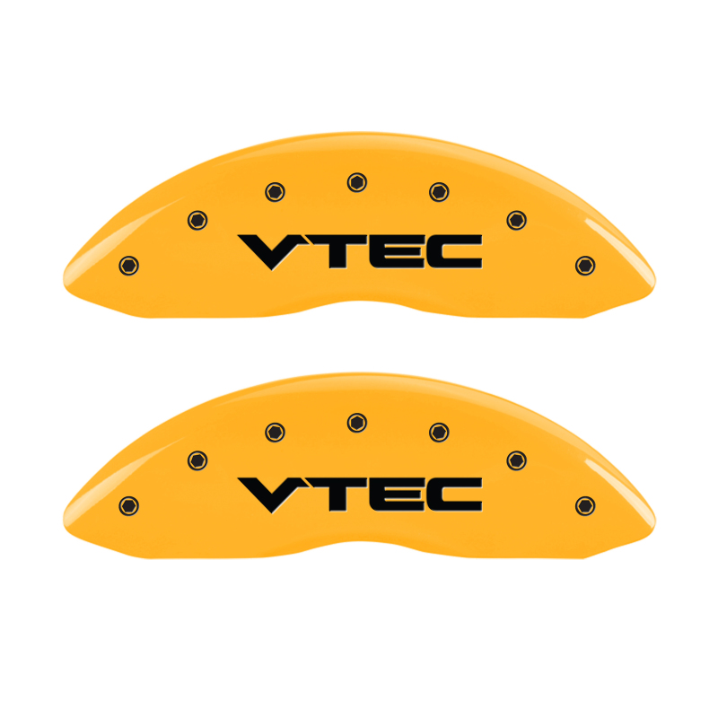 MGP 4 Caliper Covers Engraved Front & Rear Vtech Yellow Finish Black Char 2008 Acura TL - 39007SVTCYL