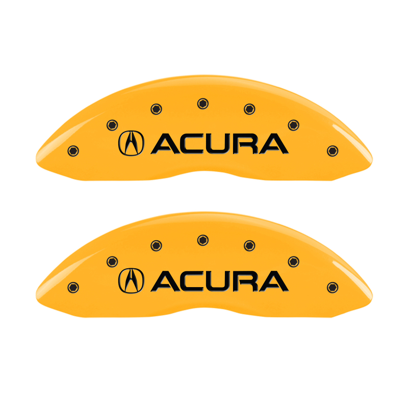 MGP 4 Caliper Covers Engraved Front & Rear Acura Yellow finish black ch - 39013SACUYL