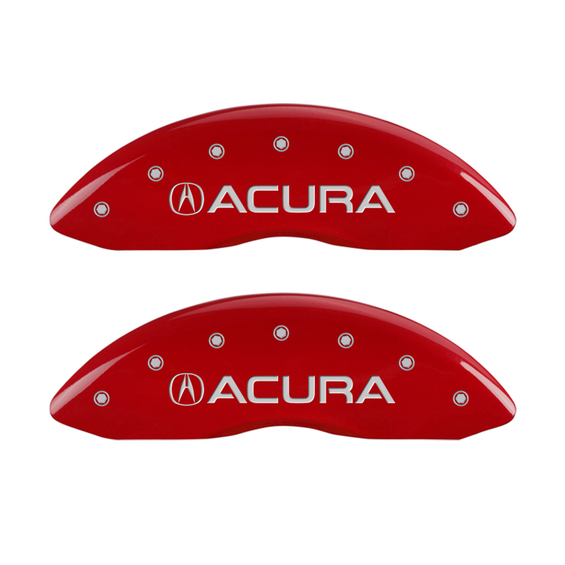 MGP 4 Caliper Covers Engraved Front & Rear Acura Red finish silver ch - 39013SACURD
