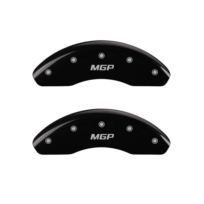 MGP 4 Caliper Covers Engraved Front & Rear MGP Black Finish Silver Characters 2016 Fiat 500X - 48004SMGPBK