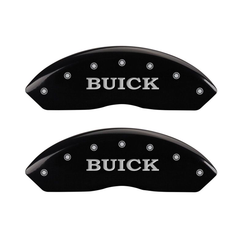 MGP 4 Caliper Covers Engraved Front Buick Engraved Rear Buick Shield Black finish silver ch - 49003SBSHBK