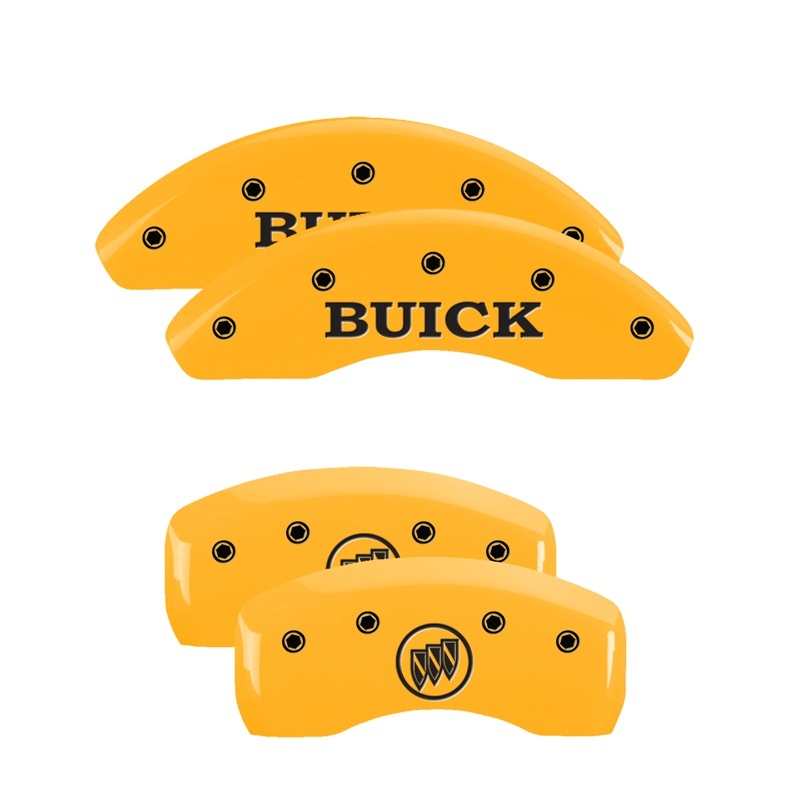 MGP 4 Caliper Covers Engraved Front Buick Engraved Rear Buick Shield Yellow finish black ch - 49004SBSHYL