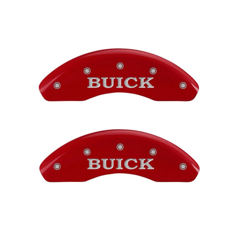 MGP 4 Caliper Covers Engraved Front Buick Engraved Rear Buick Shield Red finish silver ch - 49006SBSHRD