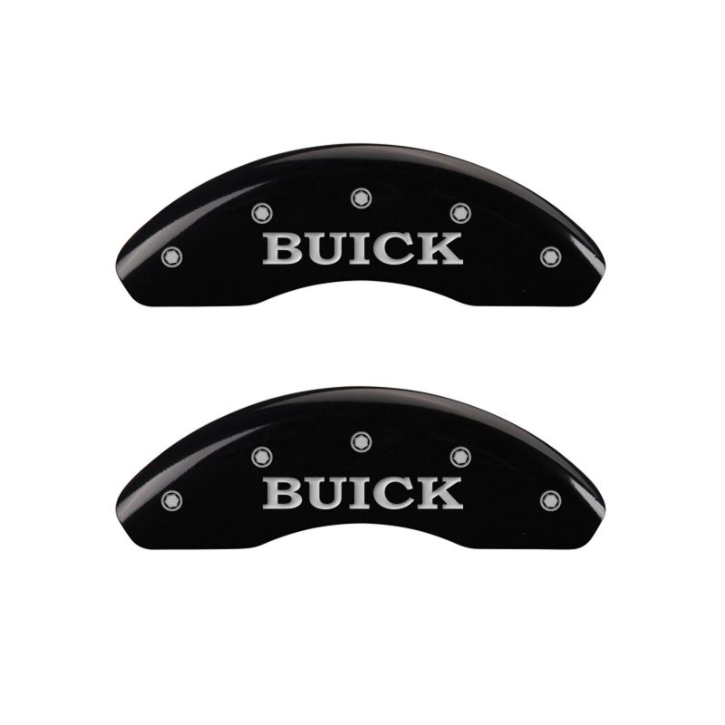 MGP 4 Caliper Covers Engraved Front Buick Engraved Rear Buick Shield Black finish silver ch - 49007SBSHBK