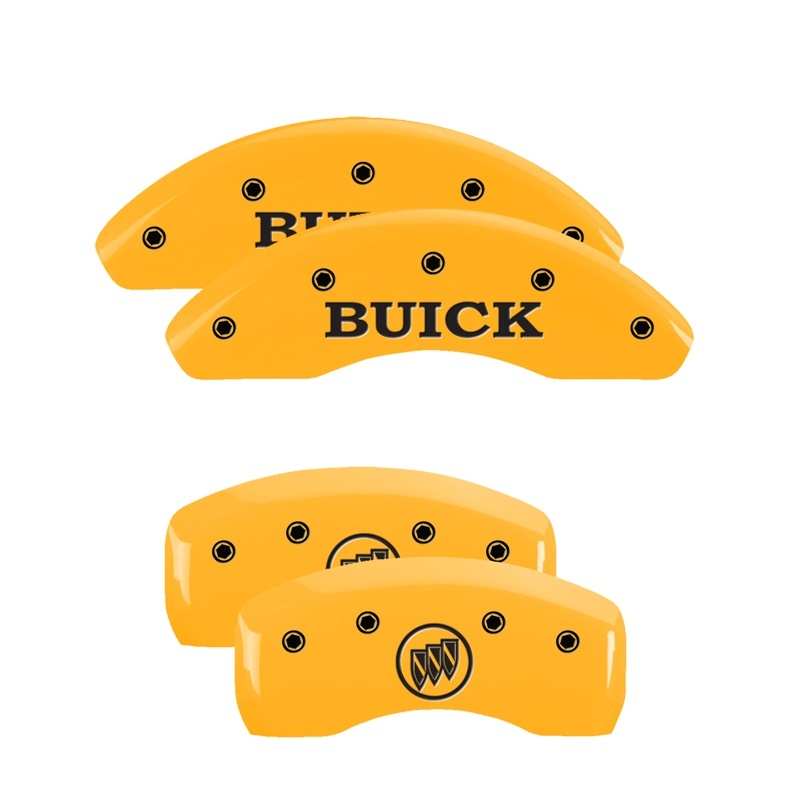 MGP 4 Caliper Covers Engraved Front Buick Engraved Rear Buick Shield Yellow finish black ch - 49007SBSHYL