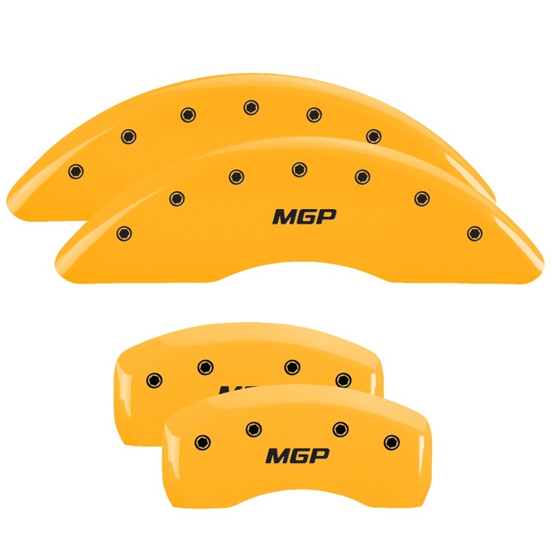 MGP 4 Caliper Covers Engraved Front & Rear Hummer Yellow Finish Black Char 2010 Hummer H3T - 52003SHUMYL