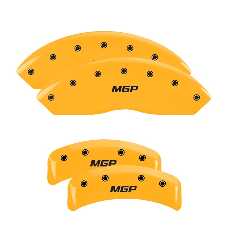 MGP 4 Caliper Covers Engraved Front & Rear MGP Yellow Finish Black Char 2006 Subaru Impreza - 54003SMGPYL