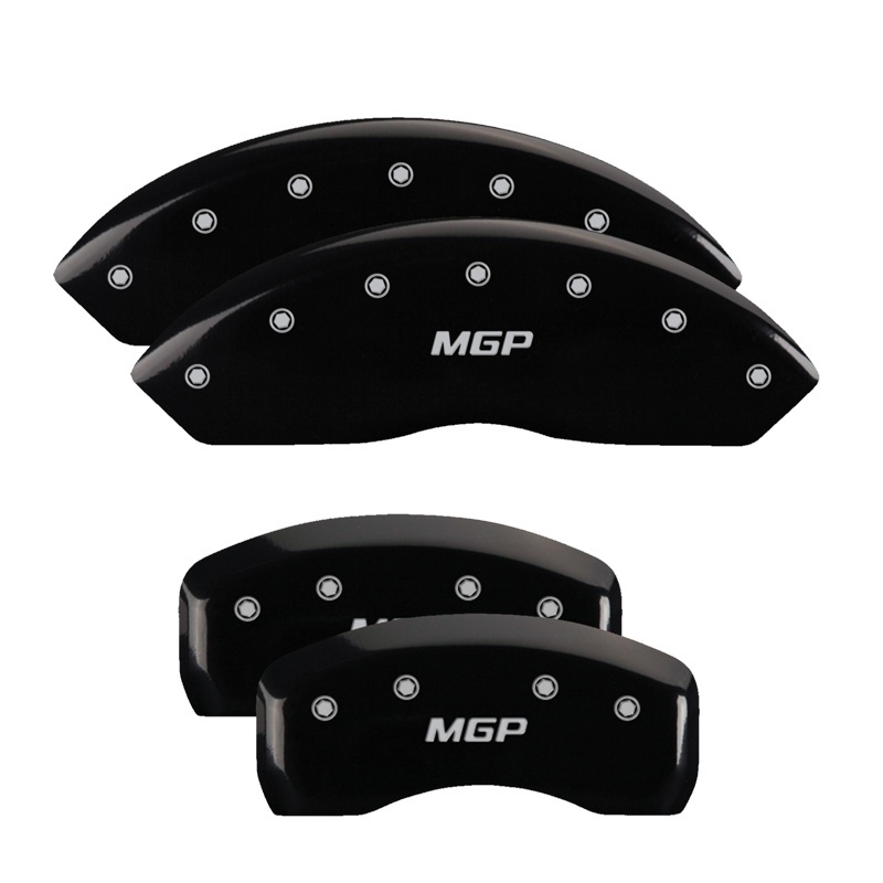 MGP 4 Caliper Covers Engraved Front & Rear MGP Black Finish Silver Char 2019 Subaru Crosstrek - 54011SMGPBK