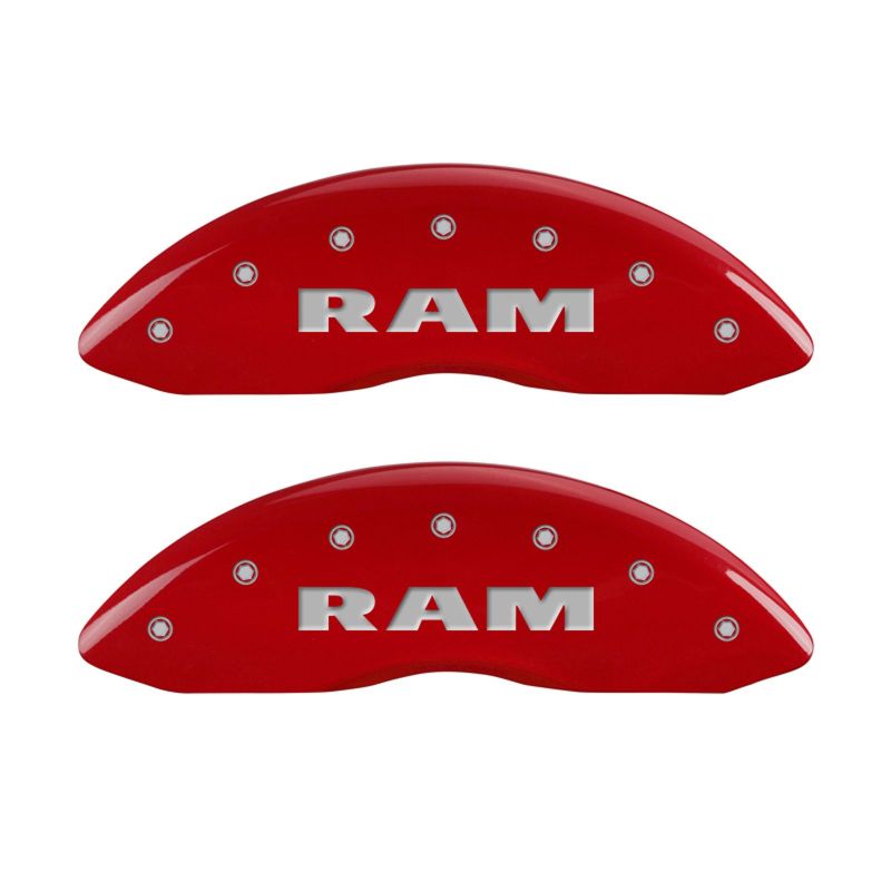 MGP 4 Caliper Covers Engraved Front RAM Engraved Rear RAMHEAD Red finish silver ch - 55001SRMHRD