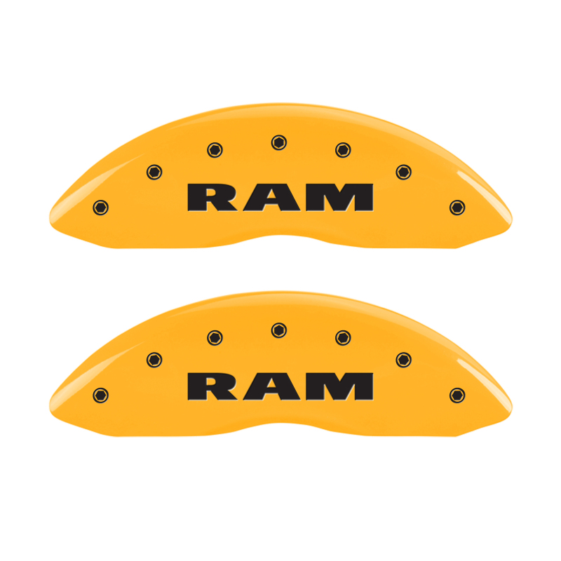 MGP 4 Caliper Covers Engraved Front RAM Engraved Rear RAMHEAD Yellow finish black ch - 55001SRMHYL