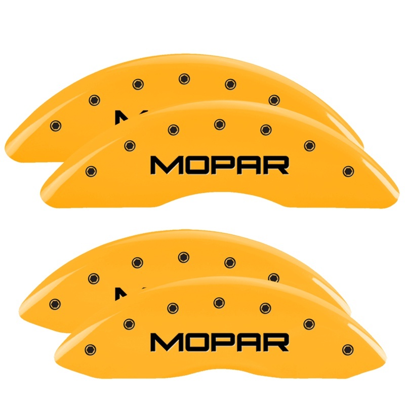 MGP 4 Caliper Covers Engraved Front & Rear MOPAR Yellow finish black ch - 55002SMOPYL