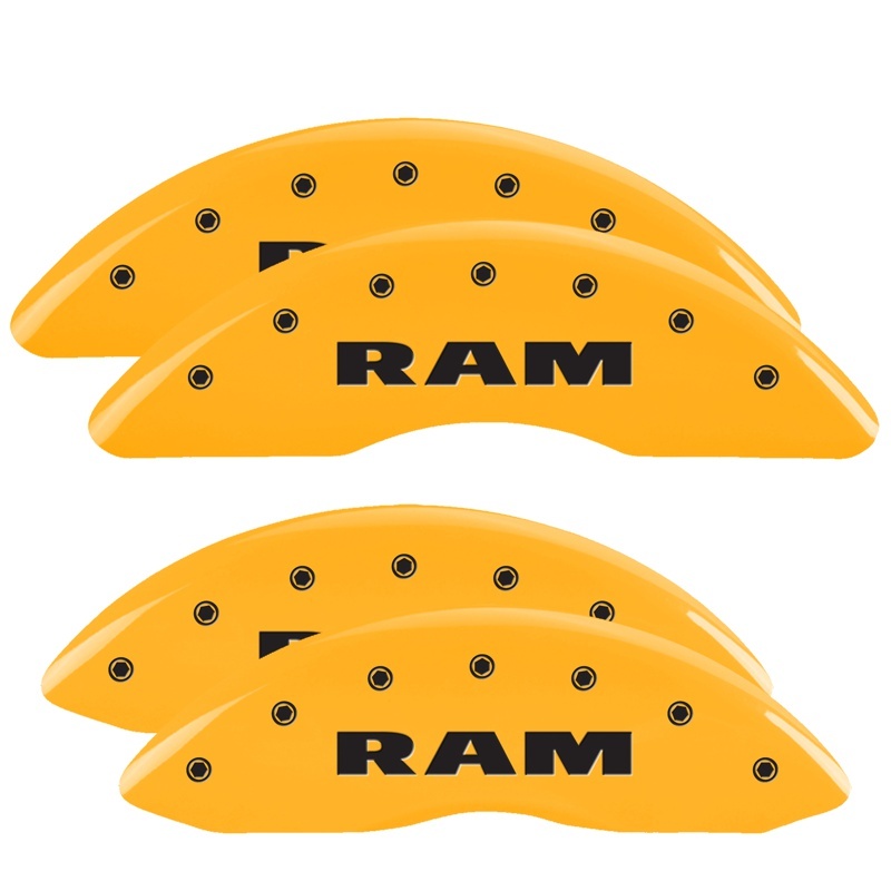 MGP 4 Caliper Covers Engraved Front & Rear RAM Yellow finish black ch - 55002SRAMYL