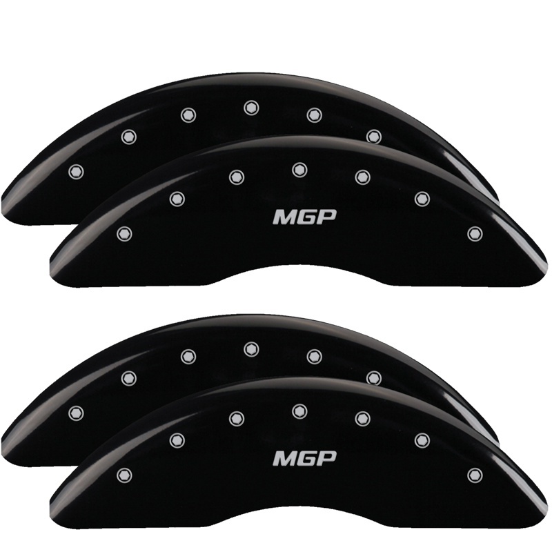 MGP 4 Caliper Covers Engraved Front & Rear 2019+ Ram 2500/3500 Black Finish Silver MGP Logo - 55007SMGPBK