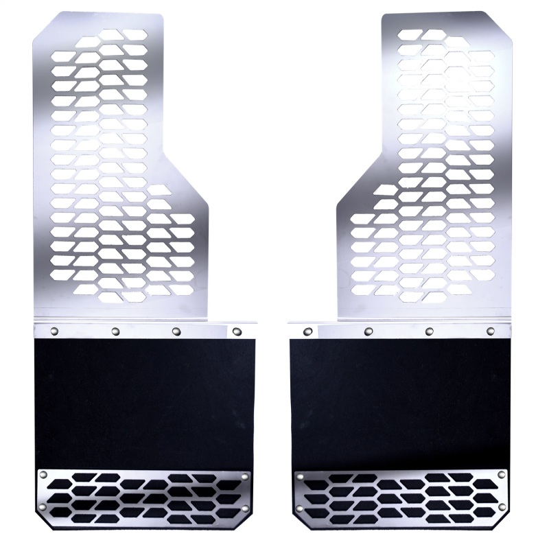 Putco 17-20 Ford SuperDuty Dually - (Fits Rear) - Set of 2 Mud Skins - Polished SS w/ Hex Shield - 78035