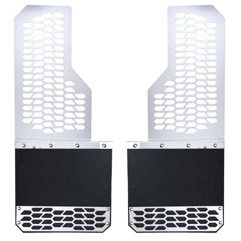 Putco 17-20 Ford SuperDuty Dually - (Fits Rear) - Set of 2 Mud Skins - Brushed SS w/ Hex Shield - 78135