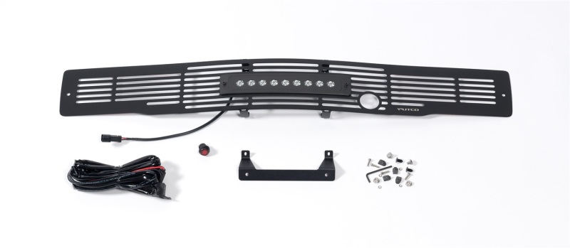 Putco 15-17 Ford F-150 Bumper Grille Insert- SS Blk Bar Design w/Heater Plug & 10in Luminix Lightbar - 87160FPL