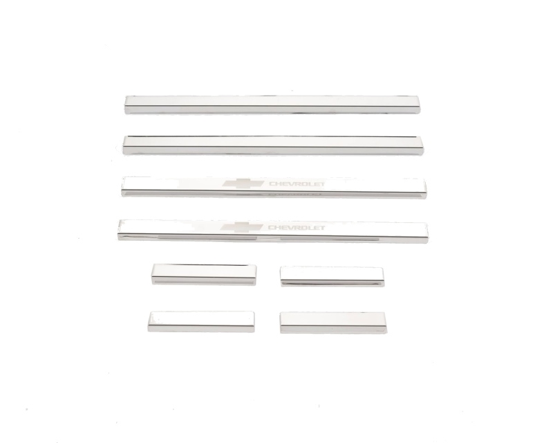 Putco 14-18 Chevy Silv LD - Double Cab w/ CHEVROLET Etching (8pcs) SS Door Sills - 95172GM-1