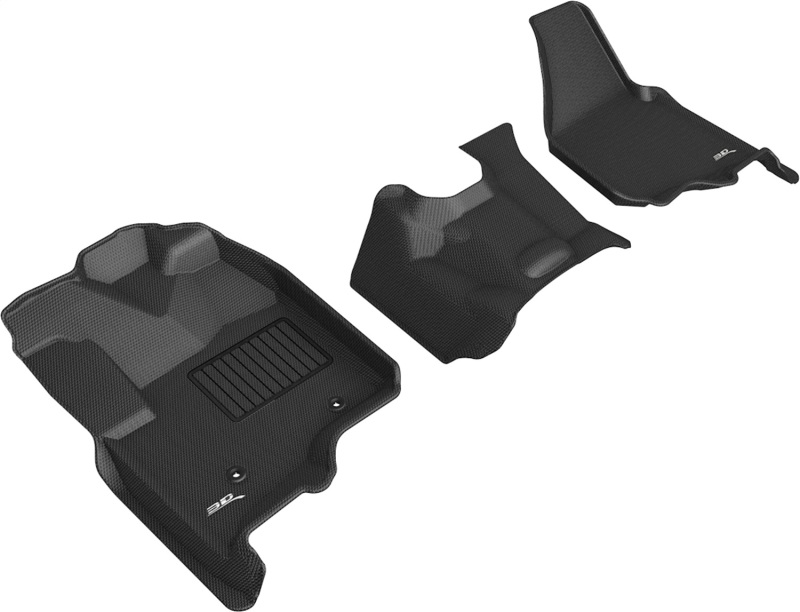 3D MAXpider 12-16 Ford F-250 350 450 Bench Seat No Floor Shift Kagu 1st Row Floormats - Black - L1FR08911509