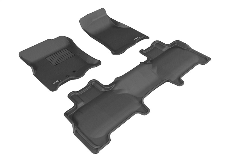 3D MAXpider 2011-2017 Lincoln Navigator Kagu 1st & 2nd Row Floormats - Black - L1LC00501509