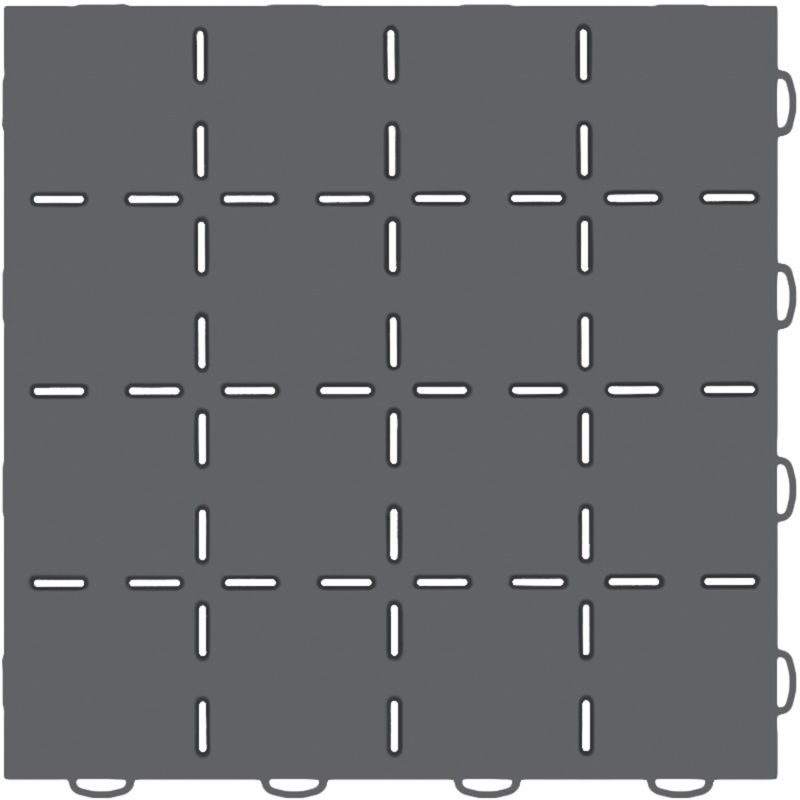 WeatherTech TechFloor 12in x 12in Solid Floor Tile w/ Raised Squares - Dark Grey - 51T1212SS DG