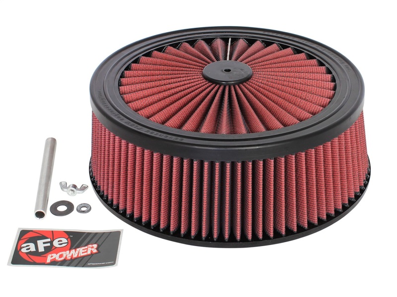 aFe MagnumFLOW Air Filters Round Racing P5R A/F TOP Racer 14D x 5H (Blk/Red) - 18-31415