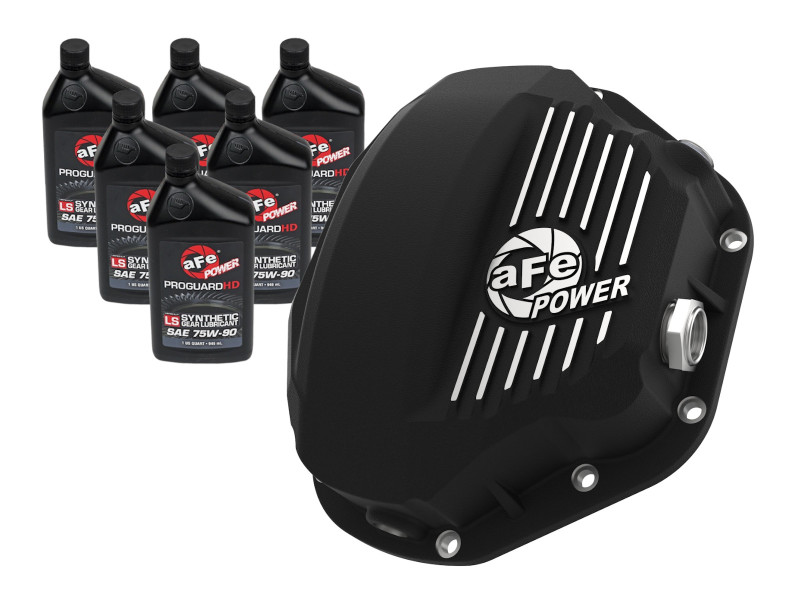 aFe Power Cover Diff Rear Machined w/ 75W-90 Gear Oil Ford Diesel Trucks 86-11 V8-6.4/6.7L (td) - 46-70032-WL