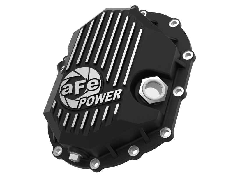 AFE Power 11-18 GM 2500-3500 AAM 9.25 Axle Front Differential Cover Black Machined Street Series - 46-71050B
