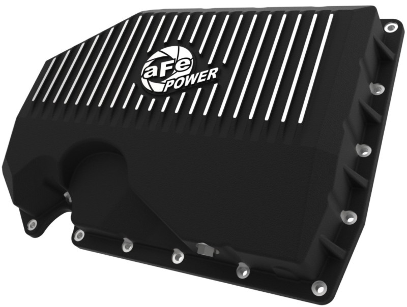 aFe 05-19 VW 1.8L/2.0L w/o Oil Sensor Engine Oil Pan Black POWER Street Series w/ Machined Fins - 46-71240B