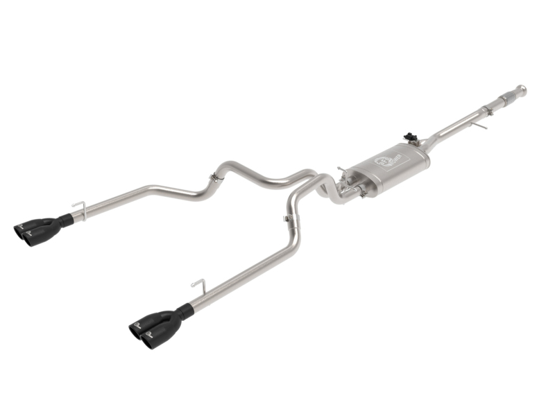 aFe Gemini XV 3in 304 SS Cat-Back Exhaust w/ Cutout 19-21 GM Silverado/Sierra 1500 V8- w/ Black Tips - 49-34139-B