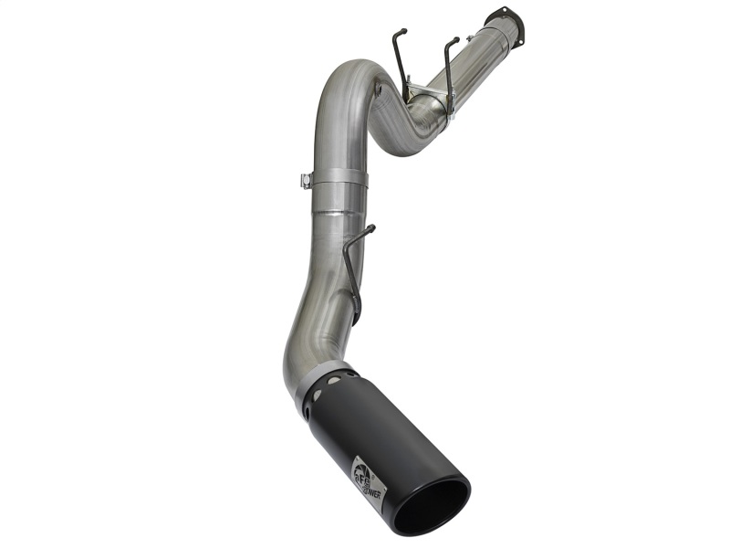 aFe Large Bore-HD 5in DPF Back 409 SS Exhaust System w/Black Tip 2017 Ford Diesel Trucks V8 6.7L(td) - 49-43090-B