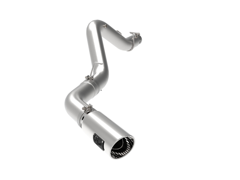 aFe Large Bore-HD 5 IN 409 SS DPF-Back Exhaust System w/Polished Tip 20-21 GM Truck V8-6.6L - 49-44125-P