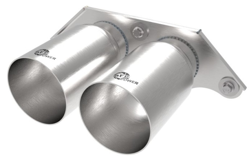 aFe Power Mach Force Xp 4in 304 SS Bolt-On Exhaust Tips Brushed 14-19 Porsche 911 GT3 3.8L/4.0L - 49C36435-H